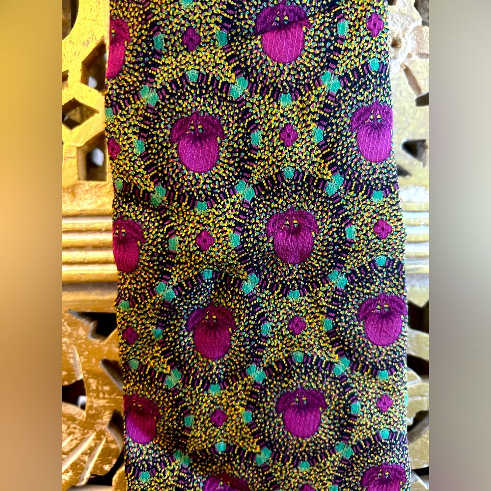 Campagnia Della Sets Mens Silk Tie Purple Green Mustard Yellow Wedding guest